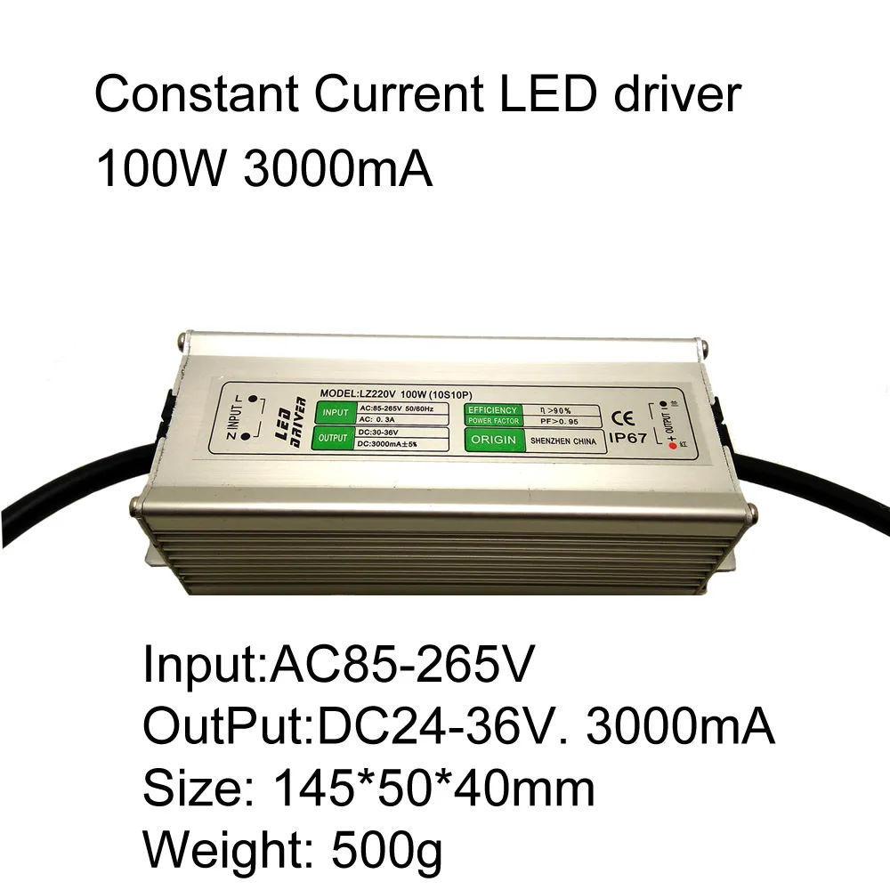 AC85-265V 100 Вт Светодиодный источник питания 110 В 220 В вход и выход 27-36 в 3000 мА Постоянный ток для 100 Вт cob светодиодный прожектор