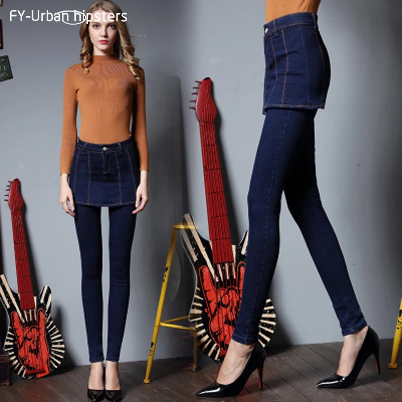 2020 Всесезонная Новая женская джинсовая юбка брюки большого размера ковбойские