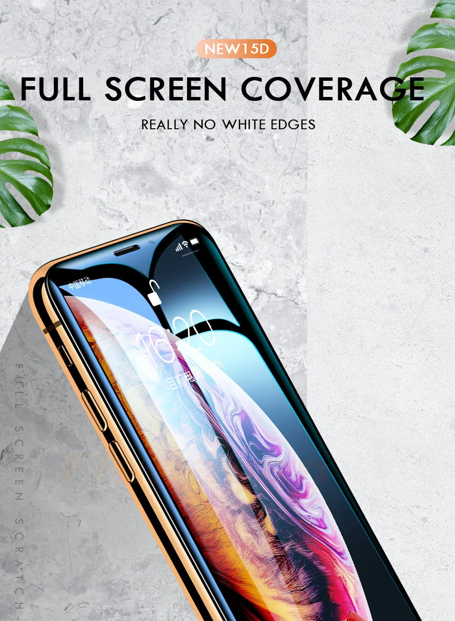 15D Защитное стекло для iPhone 6 6s 7 8 plus XR X XS стекло полное покрытие iPhone 11 Pro Max защита экрана закаленное стекло