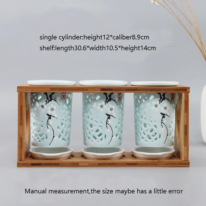 Japanese-style Hollow Ceramic Art Chopsticks Storage Holder Home Tableware Accessories Spoon Fork Knife Cylinder with Wood Shelf | Дом и сад