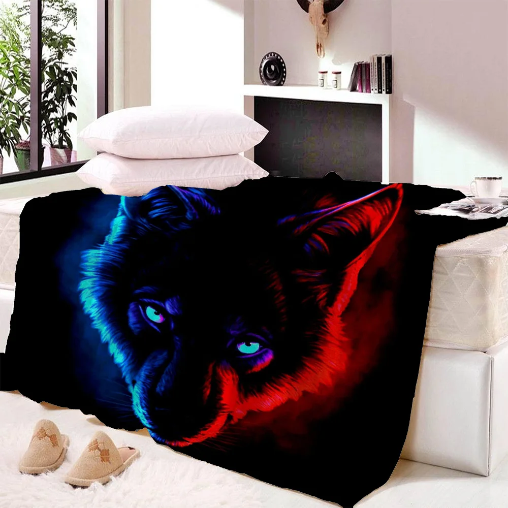 Шерстяное плюшевое одеяло голова волка очень удобное тонкое из ткани весенне