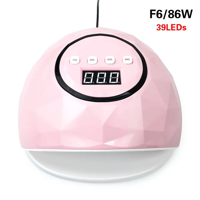 F6 Pink 86W Горячая 86 Вт УФ светодиодная лампа для сушки ногтей 39 светодиодный s двойной светильник для ногтей Лампа для отверждения УФ-гель для ногтей с датчиком таймер ЖК-дисплей - Цвет: F6 Pink 86W