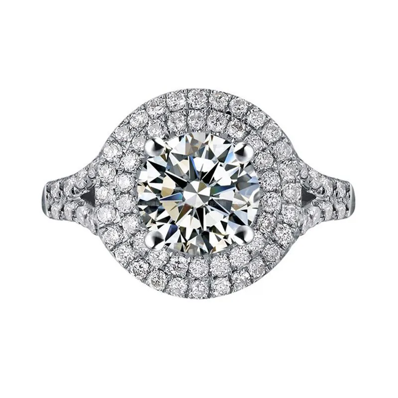 Женское кольцо с искусственным бриллиантом Sterling Sivler T Брендовое на заказ 2CT 925