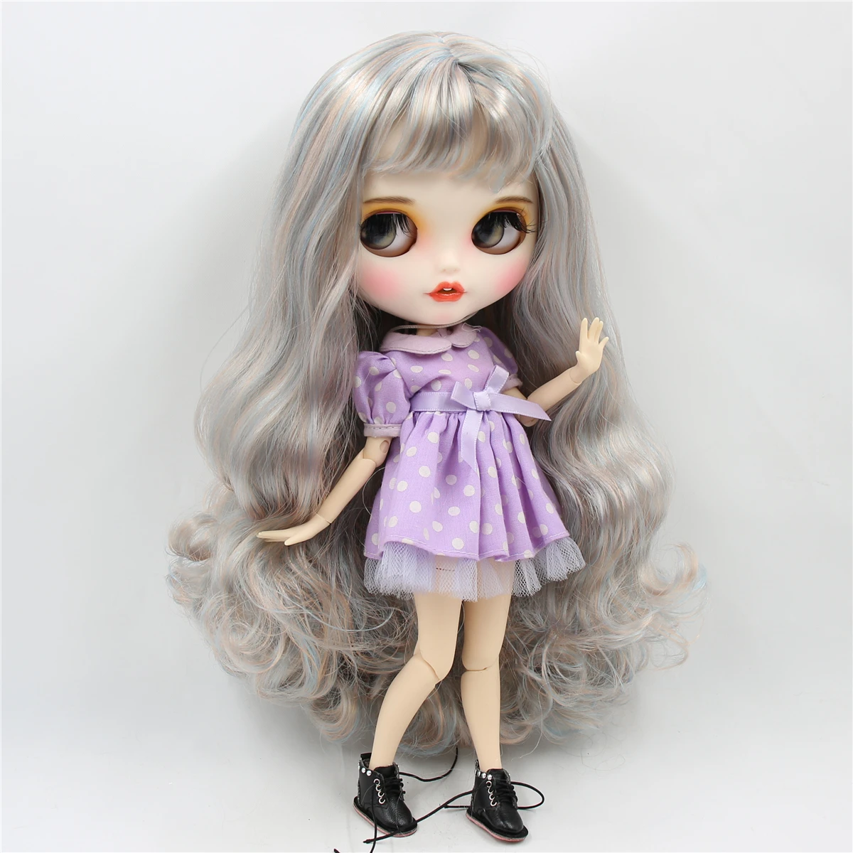 Кукла ICY DBS Blyth Синяя микс золотые волосы матовое лицо с зубами белая кожа