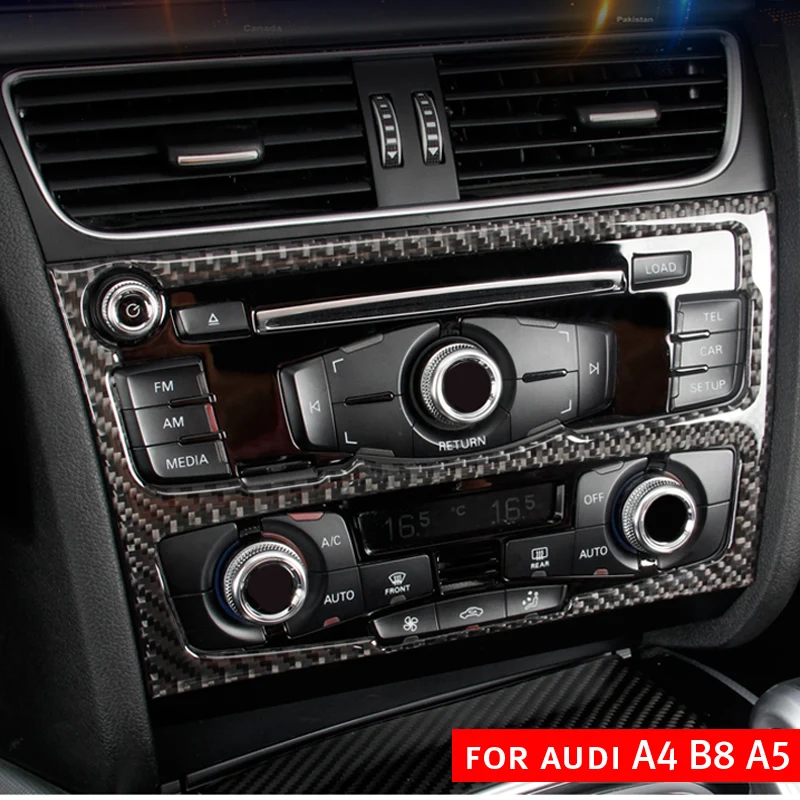 Внутренняя Панель управления CD из углеродного волокна отделка для Audi A4 B8 A5 рамка
