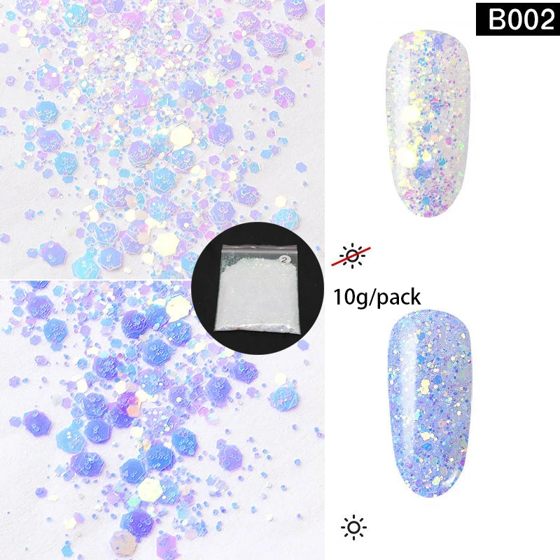 02-10g bags Светильник-хамелеон, меняющий цвет, блестки для ногтей, блестящий цвет, яркий маникюр, сделай сам, дизайн ногтей, 3D украшение, голографический блеск, искусство - Цвет: 02-10g bags
