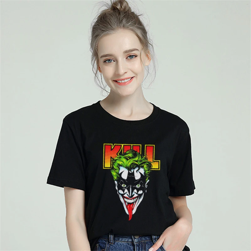 2019 новая хлопковая Женская Футболка harajuku Эстетическая Джокер Kill Batman футболка с