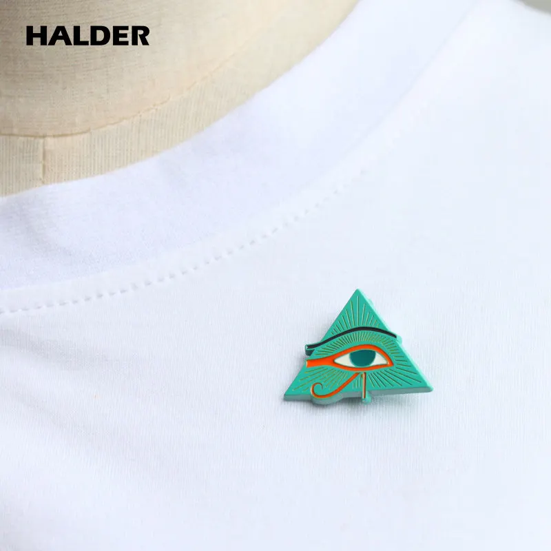 BR0080 halder Egypt Triangles pyramid Epitaph Scarab eye Металлический Нагрудный значок покрытый эмалью значок амулет древние Броши Египетские украшения