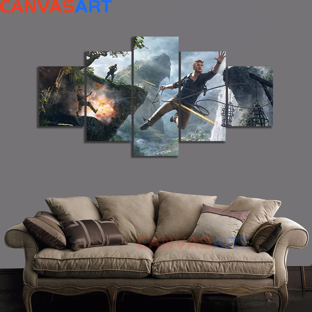 Картина на холсте 5 шт. картины Uncharted 4: конец вора настенные для гостиной плакаты