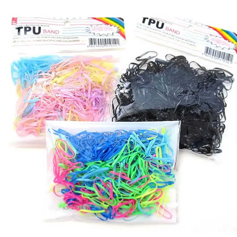 300pcs/pack Rubber Rope Ponytail Holder Elastic Hair Bands Ties Braids Plaits hair bands Accessory 2 Colors | Красота и здоровье