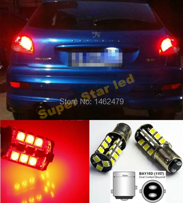 2x1157 BAY15D P21/5 Вт Автомобильный светодиодный стоп хвостовые лампы стоп-сигналы для