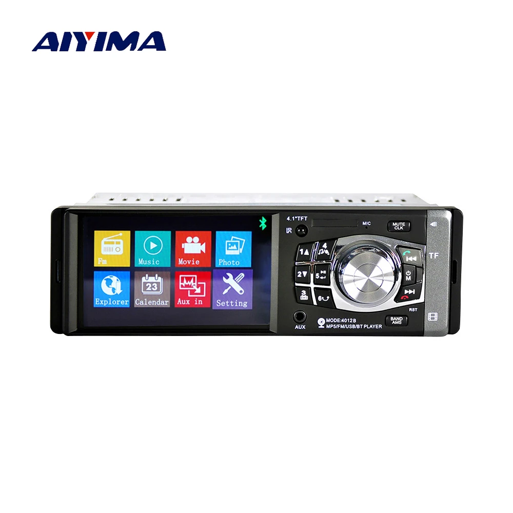 Фото AIYIMA 4 1 дюймов Bluetooth Автомобильный MP4 плеер аудио видео USB TF AUX авто FM громкой связи