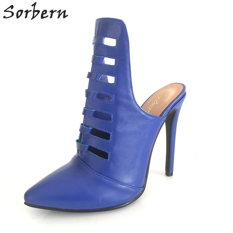 

Sorbern Female Shoes Women Mules High Heels Hollow Out Stilettos Open Heeled Pretty Toes Small Shoes Size 34 Womens Christmas