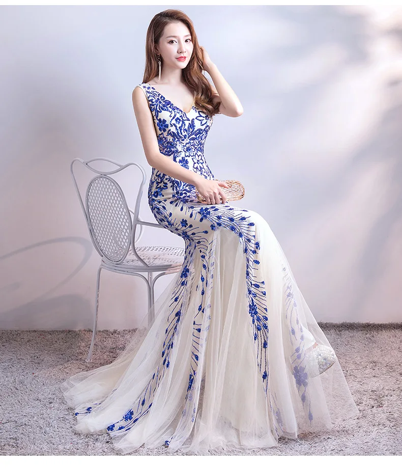 Vestidos длинное вечернее платье с v образным вырезом открытой спиной и блестками для