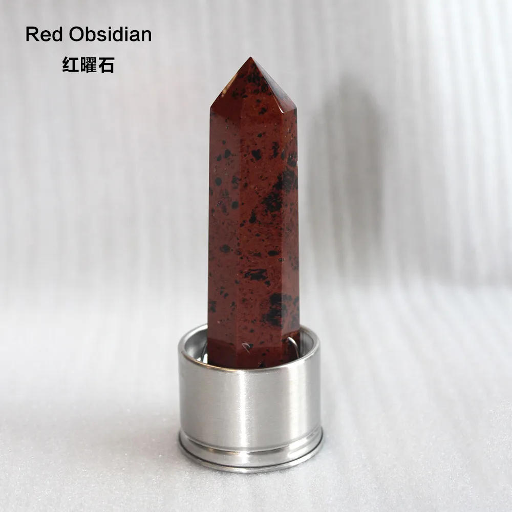 Red Obsidian Натуральная кристаллическая каменная колонна кварца из различных материалов волшебная палочка заживляет энергетический Камень Точка стакана воды bottel орнамент заменить - Цвет: Red Obsidian