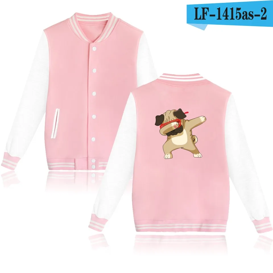 Pink and White Куртка-бомбер с забавным принтом панды, собаки, кошки, единорога, casaco masculino, Мужская и Женская бейсбольная куртка, розовая, jaqueta feminina - Цвет: Pink and White