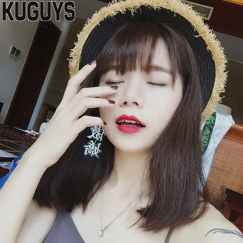 KUGUYS модные ювелирные изделия Акриловые розовые большие серьги для женщин Pendientes