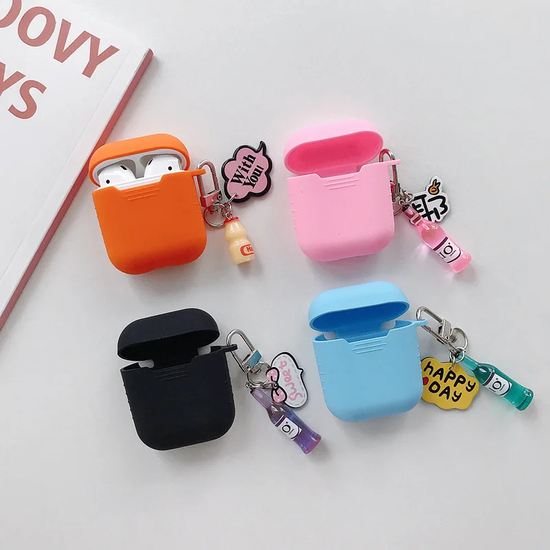 Силиконовый чехол для Apple Airpods брелок с бутылкой вина сумка ювелирные изделия подвеска Air Pods аксессуары Bluetooth защитный чехол для наушников