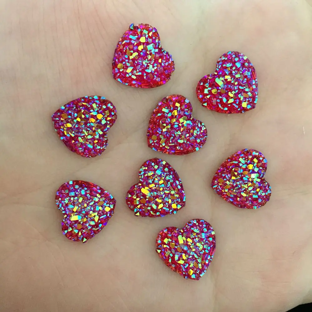 Red 80 шт AB смолы 12 мм Bling сладкое сердце flatback узоры из страз DIY Свадебные Аппликации Ремесло D50* 2 - Цвет: Red