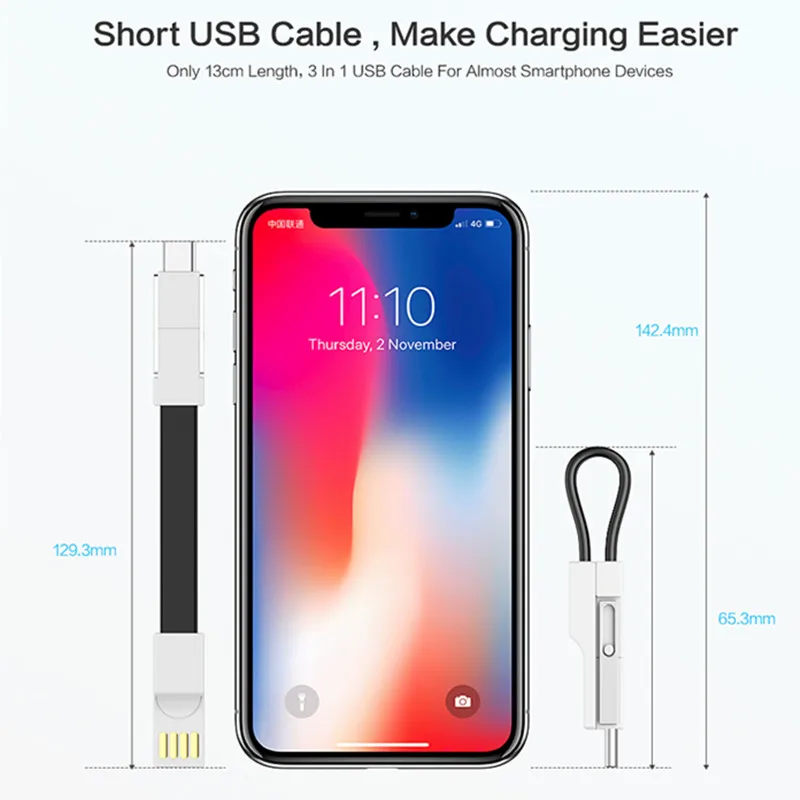 Магнитный кабель для iPhone Ligtning кабель Micro usb type C 3 в 1 брелок для быстрой зарядки USB-C type-C Магнитный кабель для зарядки телефона