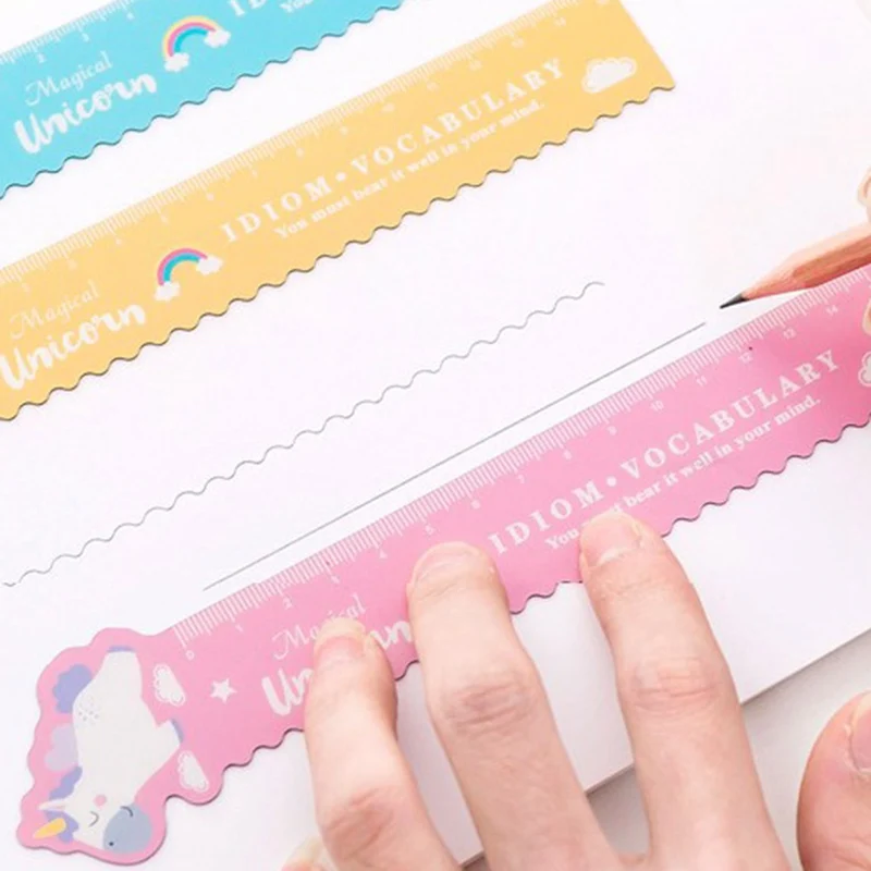 1 шт. Магнитная линейка с единорогом Kawaii Канцелярские товары новинка милые линейки студенческие мягкие дизайнерские линейки набор правил черчения школьные принадлежности