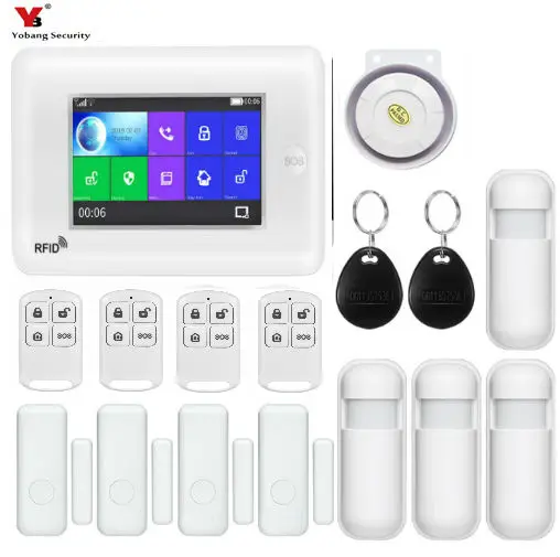 

Yobang Security 4.3" WiFi APP GSM Intruder Burglar Alarm Wifi IP Camera Protection Home Alarm Security SMS Alert SOS Panic Alarm