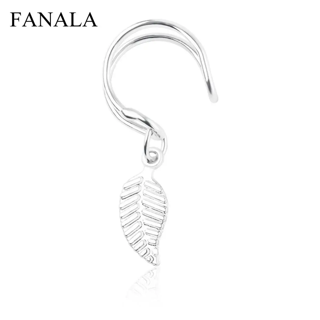 Silver Plated Женские Модные клипсы в форме листа, не пронзенные серьги-клипсы, дизайн, серьги в стиле панк, Прямая поставка, ювелирные изделия - Окраска металла: Silver Plated