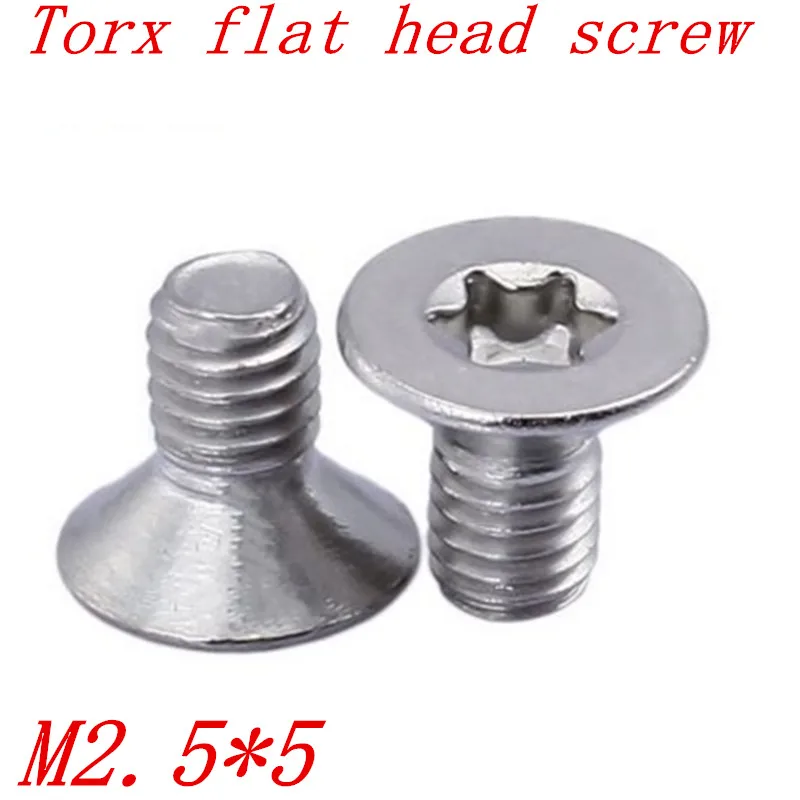 100 шт. винт с плоской потайной головкой M2.5 * 5 m2.5x5 torx a2 из нержавеющей стали|countersunk
