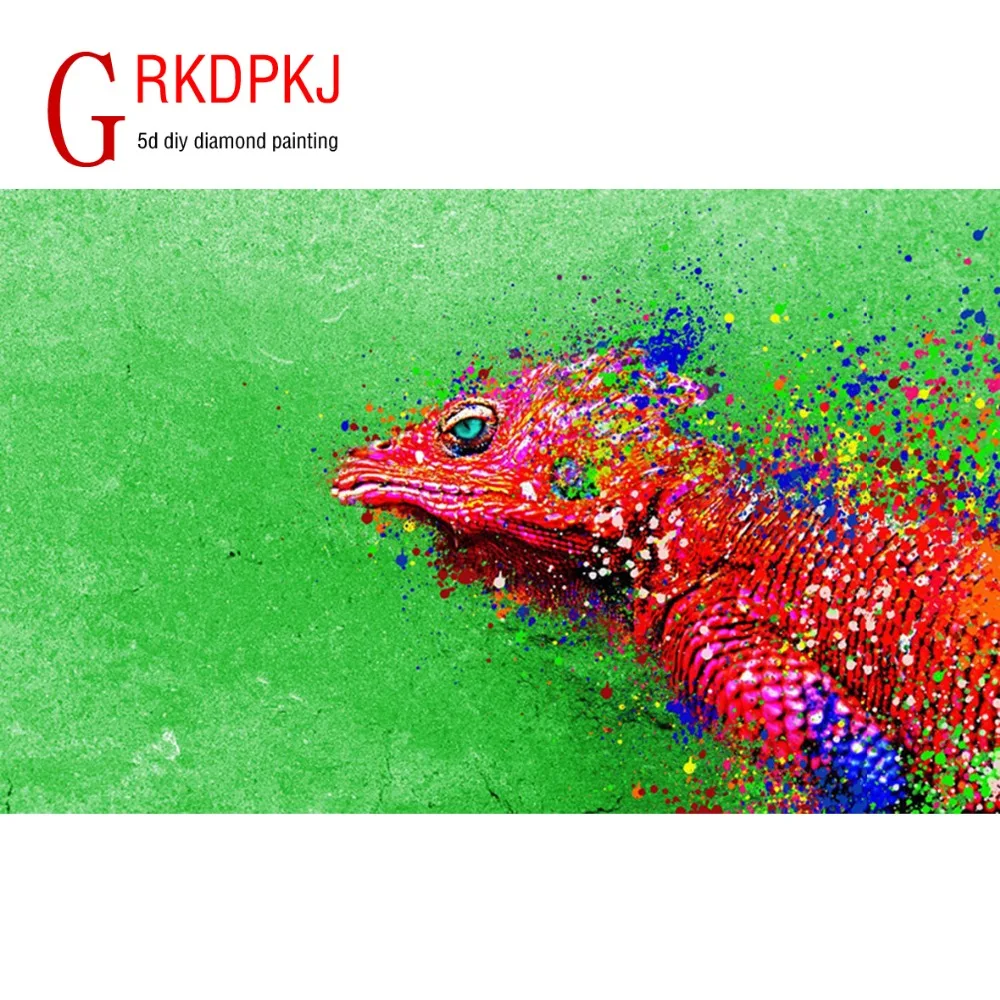 Алмазная 5D картина сделай сам GRKDPKJ из квадратных круглых страз Хамелеон с