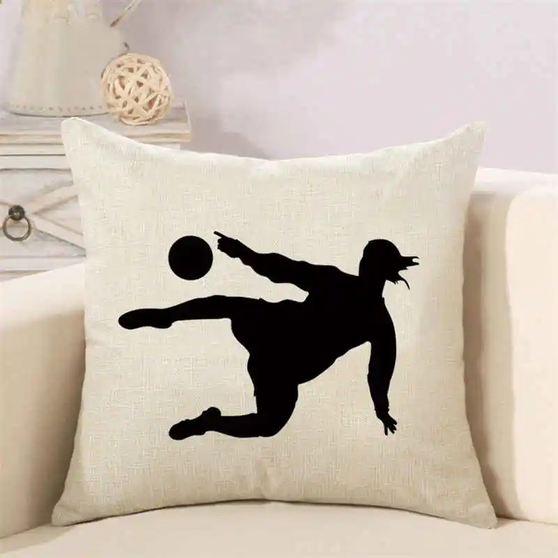 Cartoon Pillowcase World Cup Brazil Football Linen Cushion Cover | Дом и сад