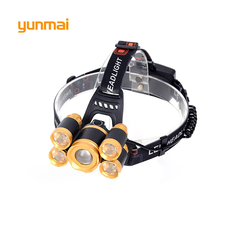 Yunmai 5 LED налобный фонарь новый T6 + 4 * XPE фара 20000 люменов светодиодная для кемпинга