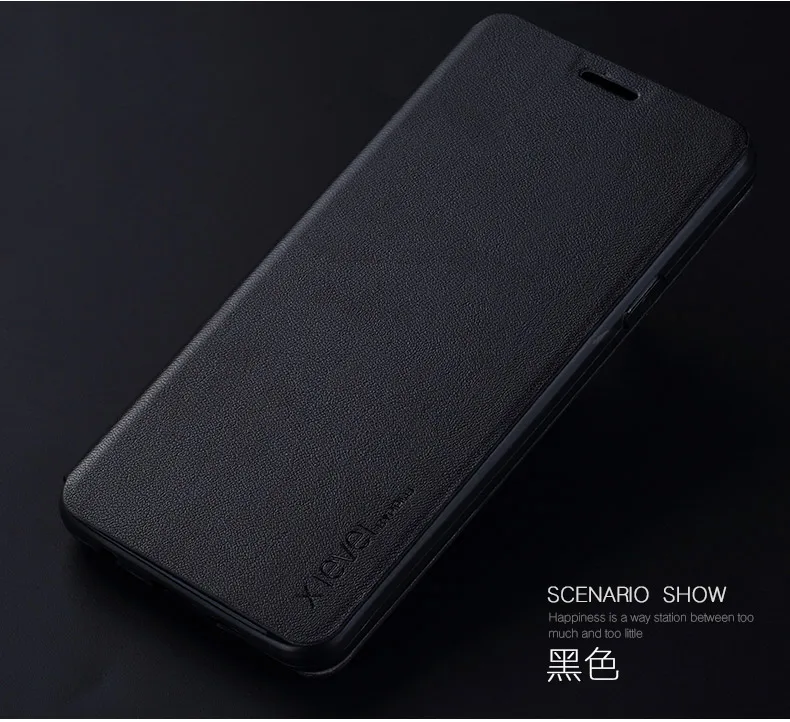 X-Level роскошный Бизнес из искусственной кожи чехол для samsung Galaxy A7 A5 A3 / A9 Pro J2 J4 J6 J8 A6 A8 плюс откидная крышка чехол - Цвет: black