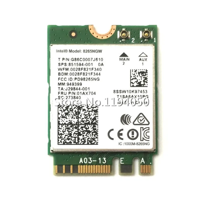 Двухдиапазонный Wlan для Intel 8265NGW беспроводной-AC 8265 NGFF 802.11ac 867 Мбит/с wifi 802.11ac Wi-Fi+ Bluetooth 4,2 карта 2,4 г/5 г