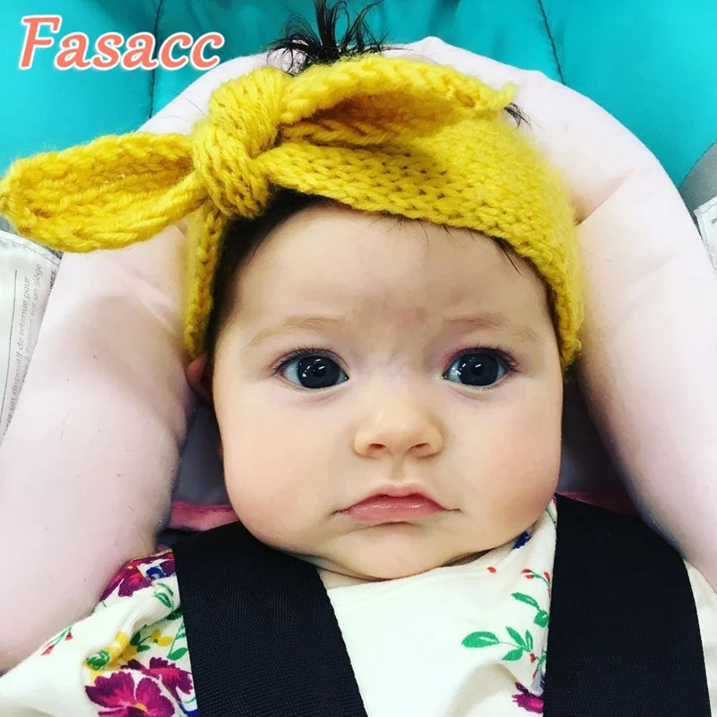 

Baby Headband For Girls Boy Winter Crochet Knitted Turban Warm Knot Kids Hair Band Rabbit Ear Hairband Hair Accessories A225