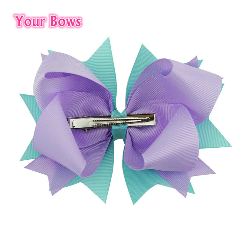 Банты твои 1 шт. 5 дюйма банты для волос заколка ярко-фиолетовая и водная зернистая