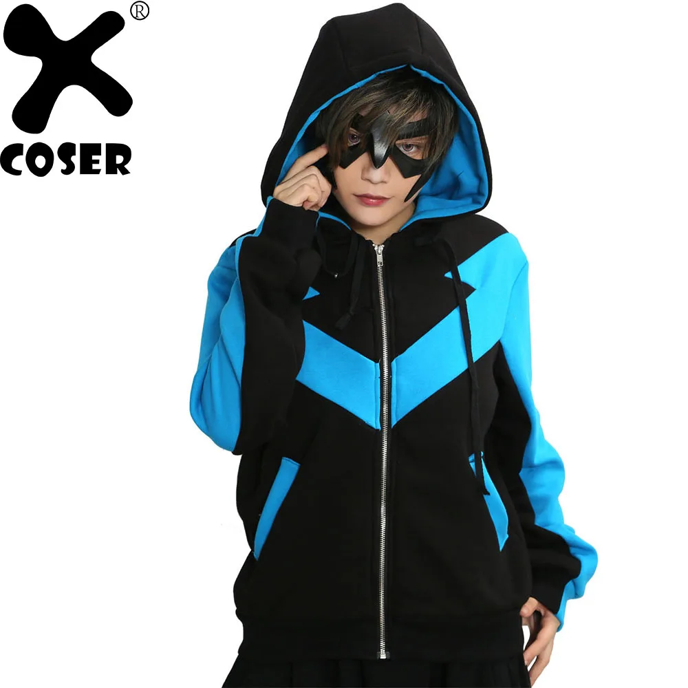 Толстовка с капюшоном XCOSER Nightwing костюм Бэтмена теплый хлопковый синий и черный