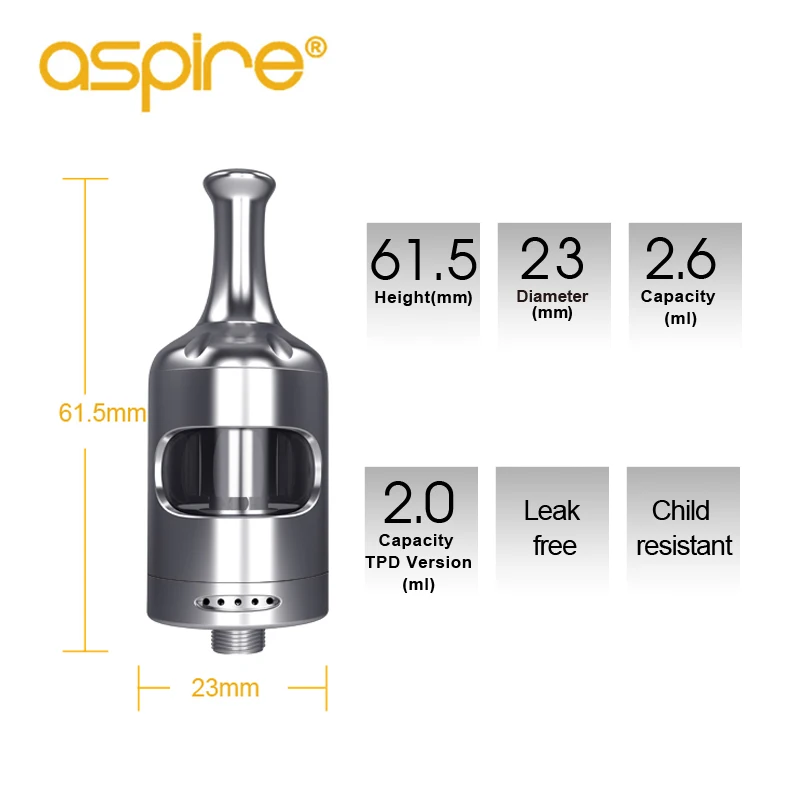 Электронная сигарета вапорайзер Aspire Nautilus 2s бак 2,6 мл MTL атомайзер с Nautilus 0.4ом/1.8ом BVC катушки Vape танк вейпер