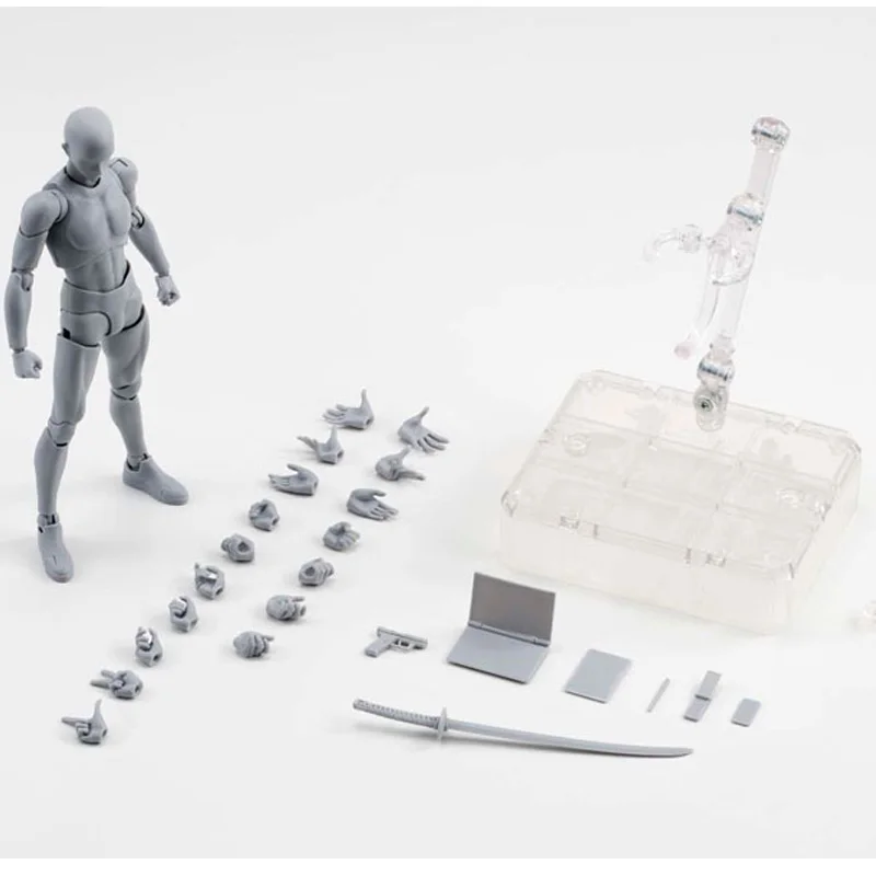 SHFiguarts man gray Фигура Figma KUN ПВХ фигурка тела CHAN DX набор Archetype кукла для взрослых Серый Черный Цвет фигурка Коллекционная модель игрушки 15 см - Цвет: SHFiguarts man gray