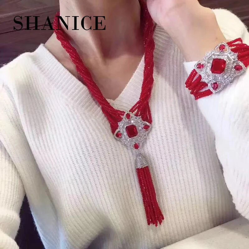 SHANICE, большой квадратный камень, сделай сам, женское роскошное жемчужное ожерелье, фурнитура для изготовления, проложенный цирконием, соединитель подвески, подвески, аксессуары