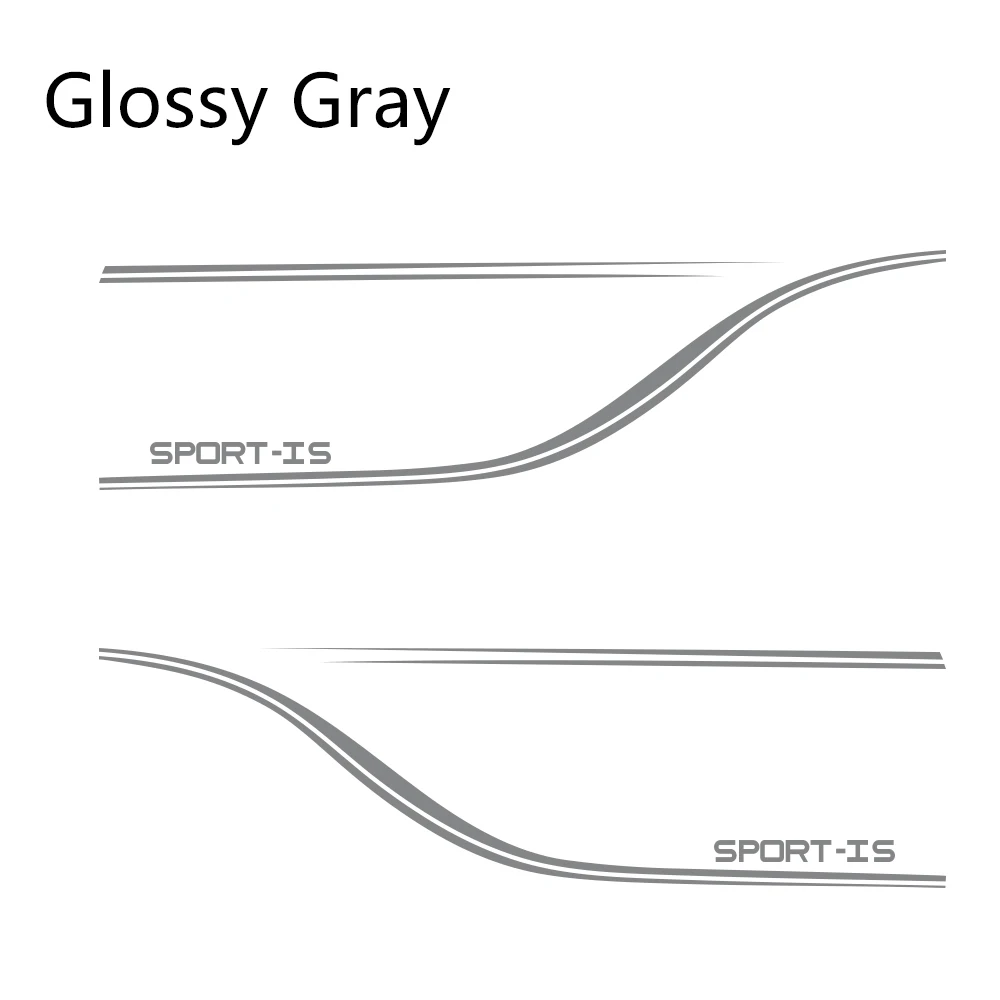 Glossy Gray 2 шт. автомобильные наклейки боковые полосы авто виниловые наклейки для Lexus IS250 RX300 UX Спортивное украшение Стайлинг Тюнинг автомобиля аксессуары - Название цвета: Glossy Gray