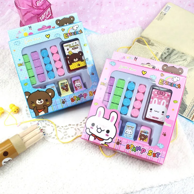 20 шт./компл. Забавный DIY скрапбук детский штамп милый мультяшный Медведь Кролик