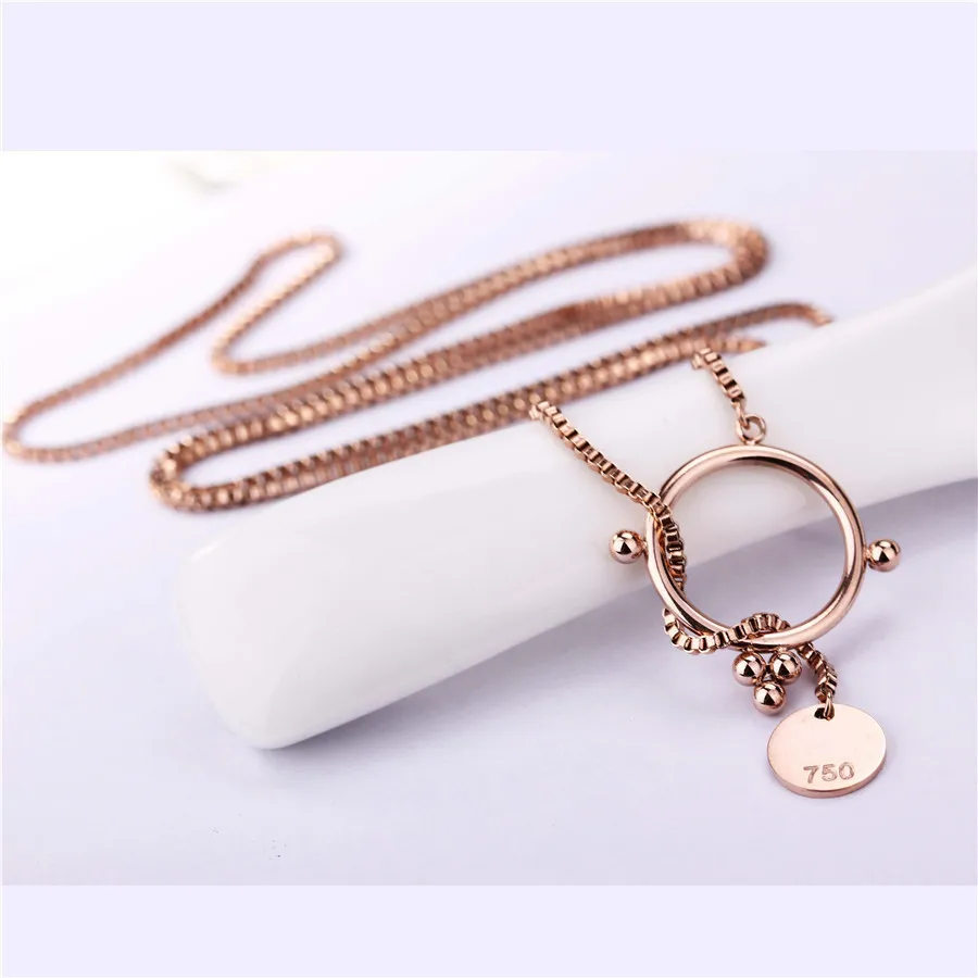 Trendy Adjustable Pendant Necklace Casual Long Stainless Steel Box chain PVD Gold Filled Rose Waterproof Jewelry Wholesale | Украшения и