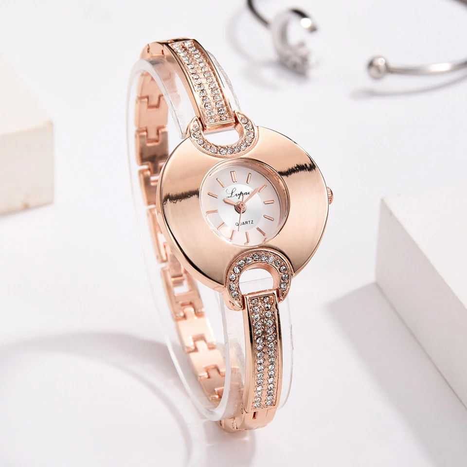 Женские кварцевые часы с металлическим ремешком и розовым золотом новинка 2019 |