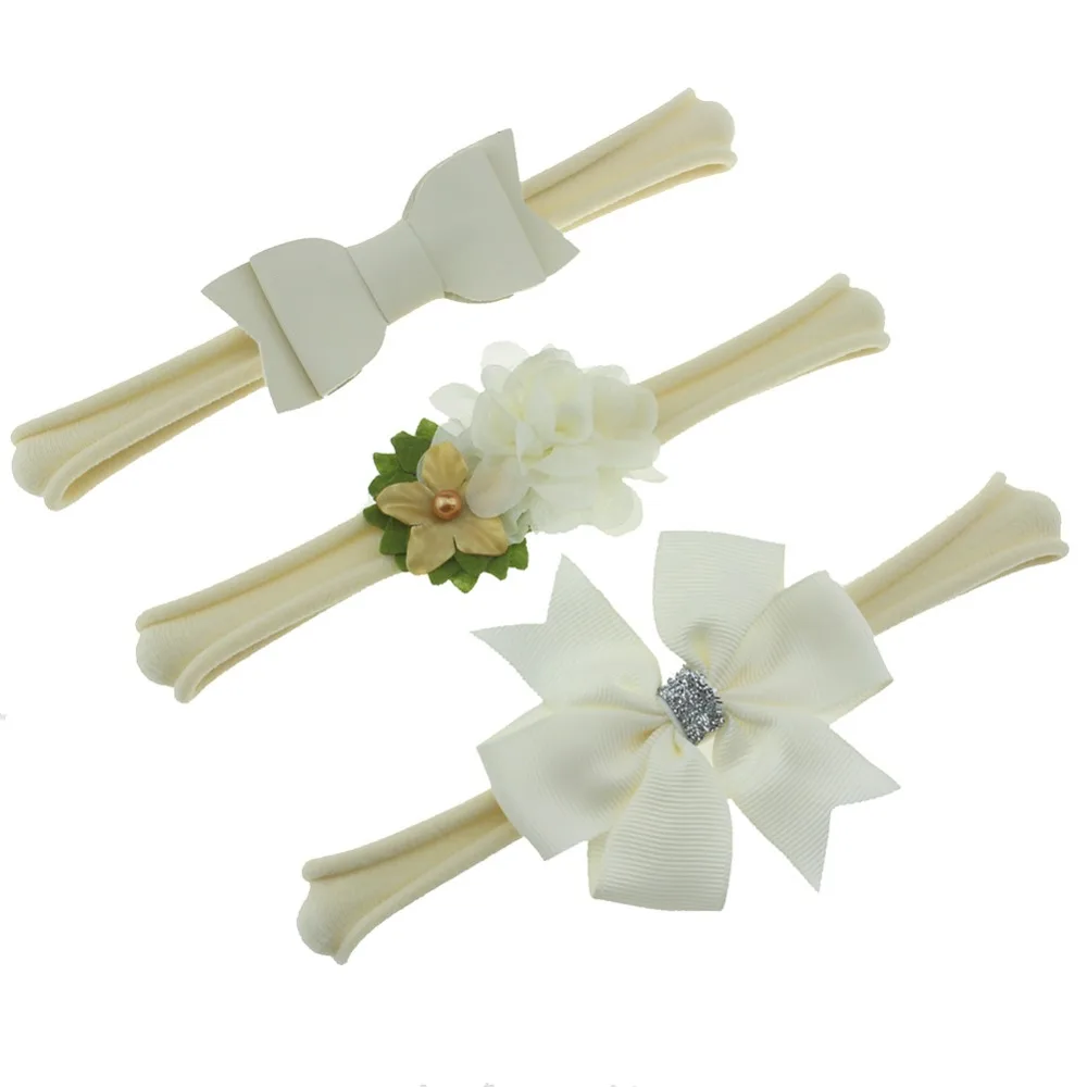 3 шт./компл. шифоновые банты с цветами из тюля для девочек эластичная нейлоновая