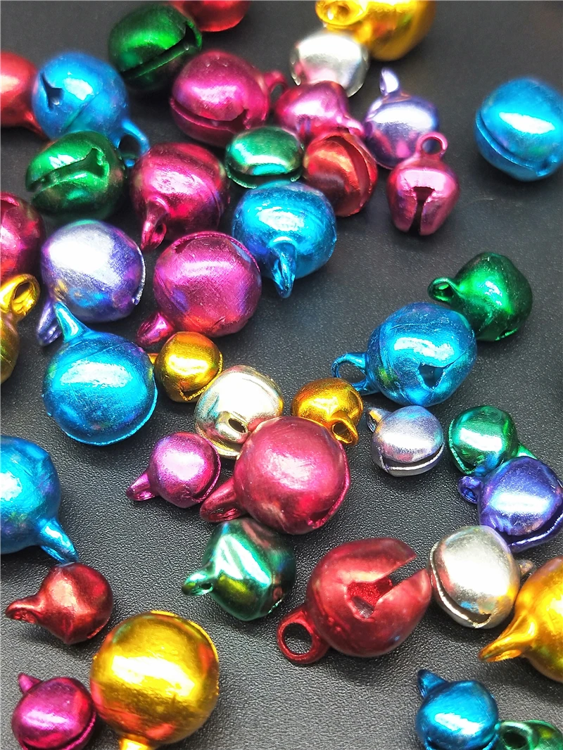 DIY 100 шт. 6/8/10 мм модные бусы смесь цветов свободные бусины маленькие колокольчики рождественские украшения подарок для браслет Цепочки и ожерелья