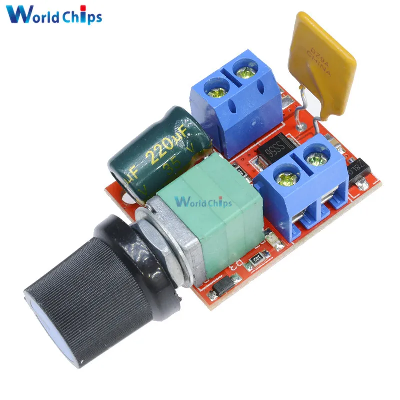 Мини 5A PWM Max 90W контроллер скорости двигателя постоянного тока модуль 3в-35в