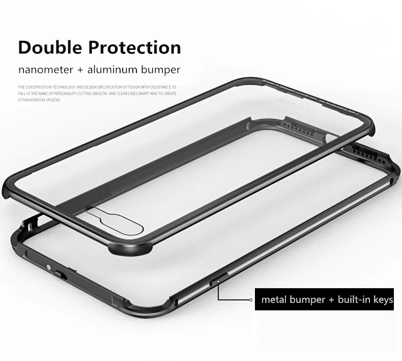For iphone 7 8 8plus case LUPHIE Aluminum Bumper Case Plus Clear tempered glass Back Cover for 6 6S |