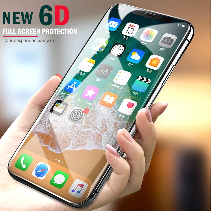 6D Полный закаленное стекло пленка для Apple iPhone X 10 Xs Max полный изогнутая Защитная