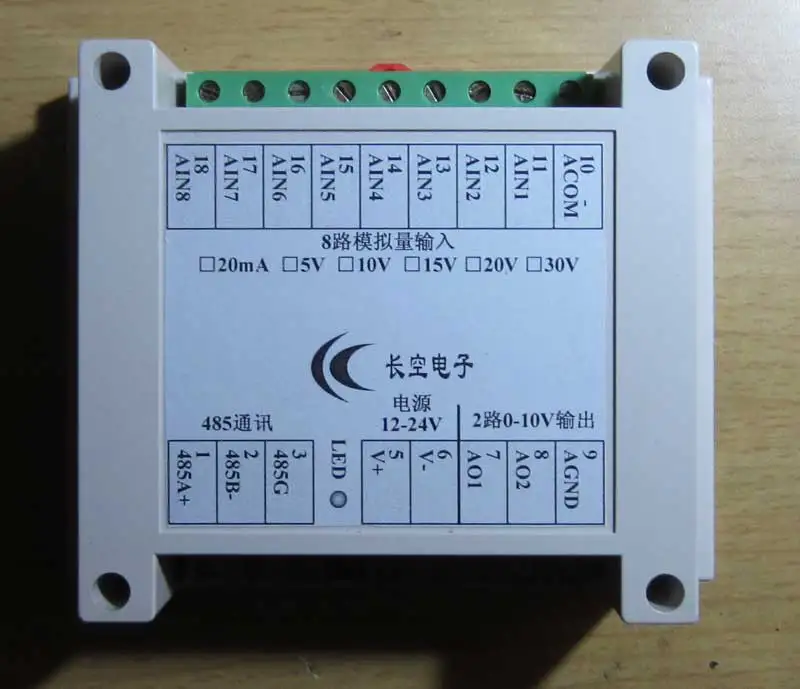 

RS485 коллекционная карточка 8-полосный 4-20мА ток и напряжение аналоговый вход, 2-полосный 0-10 В выход, MODBUS