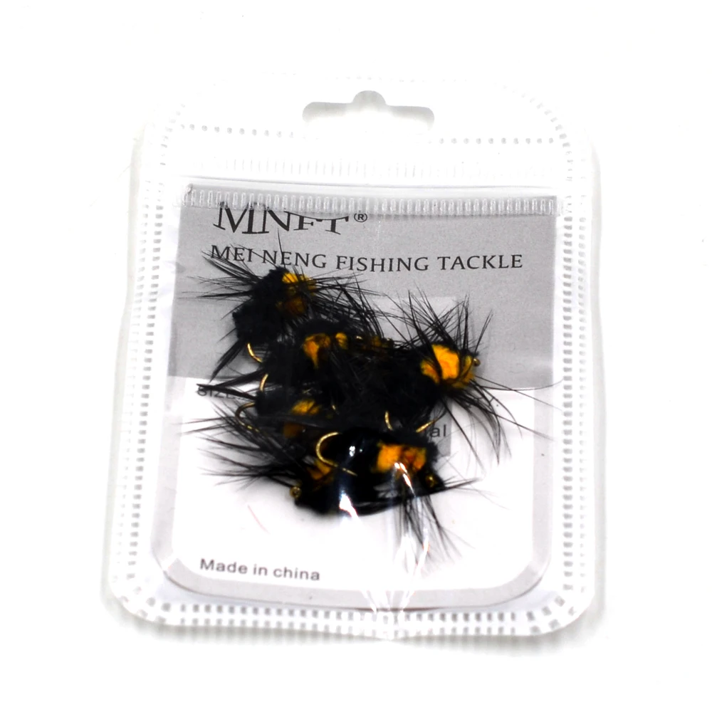 

MNFT 10PCS 6# Bee Flies Fly Hooks Gold Trout Perch Fly Fishing Insect Fake Lure